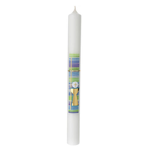 First Communion candle gold cross colored background 400x40 mm 1