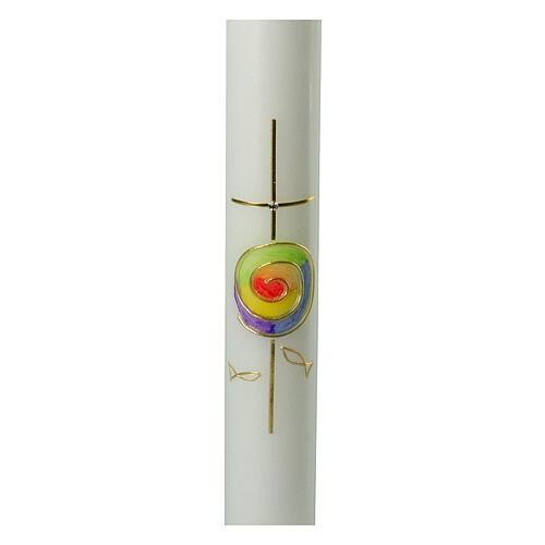 Communion candle with spiral rainbow 400x40 mm 2