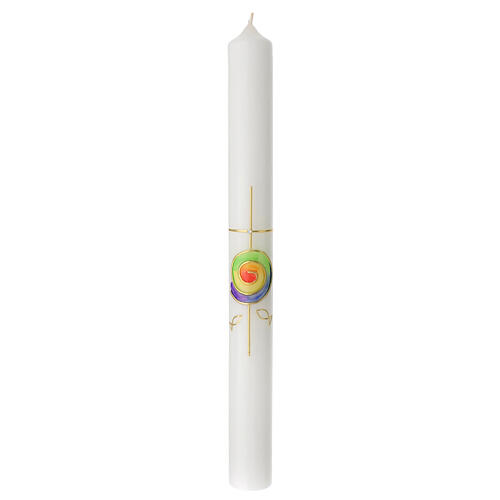 Communion candle with spiral rainbow 400x40 mm 1