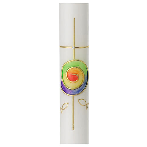 Communion candle with spiral rainbow 400x40 mm 2