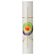 Communion candle with spiral rainbow 400x40 mm s2