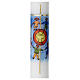 Kerze zur Kommunion mit buntem Motiv Eucharistie, 400x40 mm s2