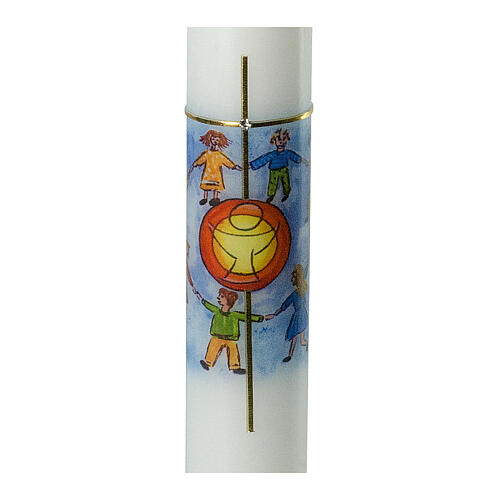 First Communion candle with children Eucharist 400x40 mm 2