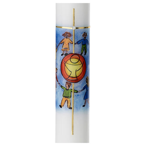 First Communion candle with children Eucharist 400x40 mm 2