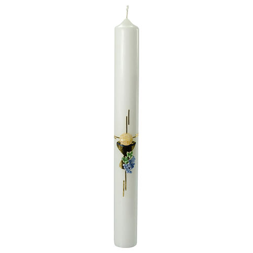 First Communion candle with chalice and grapes 40x4 cm 1
