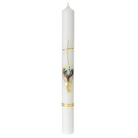 Kerze zur Kommunion mit buntem Motiv, 400x40 mm