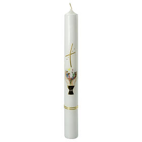 Communion candle with chalice and embrace 40x4 cm