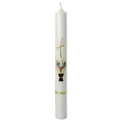 Communion candle with chalice and embrace 40x4 cm 1