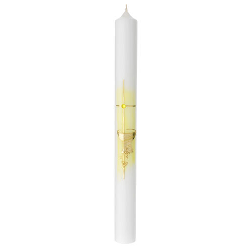 Cierge Communion jaune calice raisin 400x40 mm 1