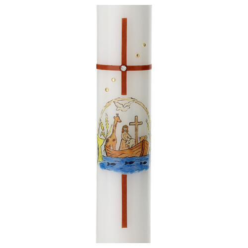 Candle with cross and boat for First Communion 40x4 cm 2