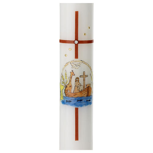 First Communion candle with cross Noah's ark 400x40 mm 2