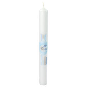 First Communion candle light blue Eucharist fish 400x40 mm
