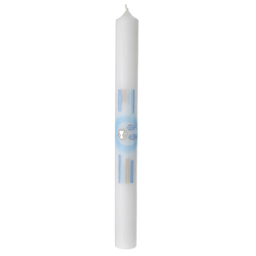 First Communion candle light blue Eucharist fish 400x40 mm 1
