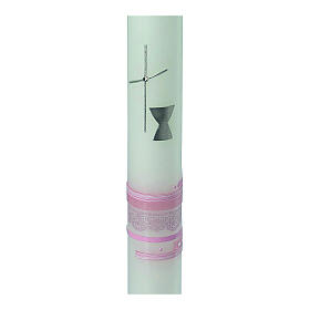 Kerze zur Erstkommunion für Mädchen in rosa, 400x40 mm