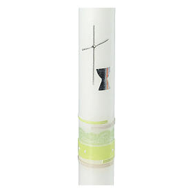Kerze zur Kommunion mit grünen Details Eucharistie, 400x40 mm