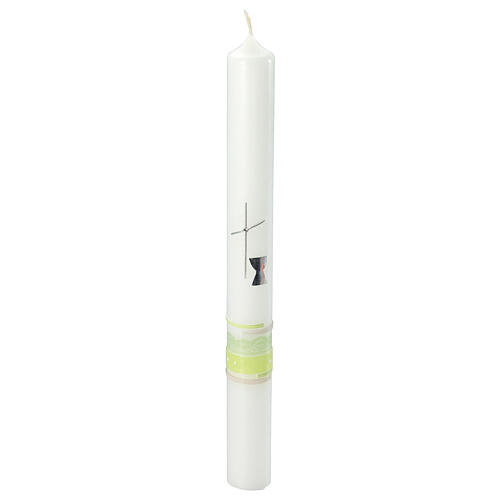 Eucharistic candle with green decoration for Communion 40x4 cm 1