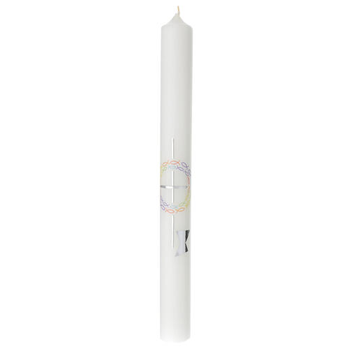 First Communion candle with rainbow fish circle 400x40 mm 1