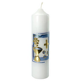 Communion candle with blue frame 265x60 mm