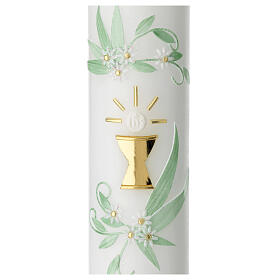 Eucharistic candle with green leaves 21.5x5 cm