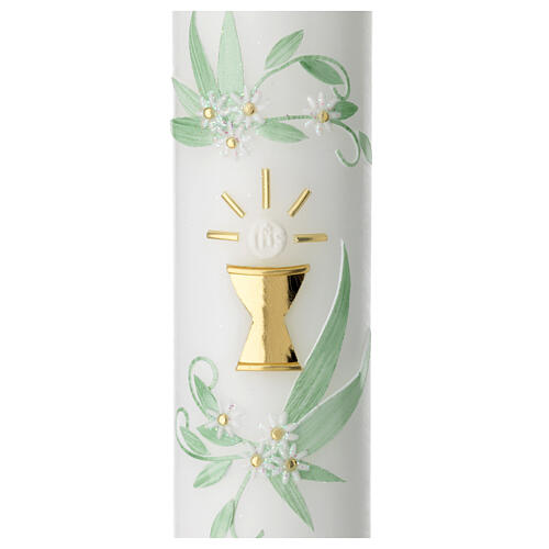 Eucharistic candle with green leaves 21.5x5 cm 2