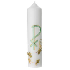 Bougie Chi-Rho vert or Confirmation 215x50 mm
