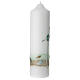 Candle with curved cross and green fish 22x6 cm s3