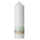 Candle with curved cross and green fish 22x6 cm s4