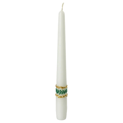 Świeca korona z liśćmi, biały stożek, 6 szt., 250x23 mm 1