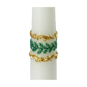 Taper candle with green leaves gold decor 6 pcs 250x23 mm