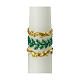 Taper candle with green leaves gold decor 6 pcs 250x23 mm s2