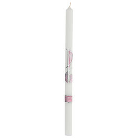 Candle for Confirmation, Chi-Rho and chalice, pink, 500x30 mm
