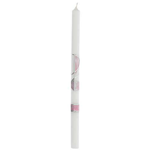 Candle for Confirmation, Chi-Rho and chalice, pink, 500x30 mm 1