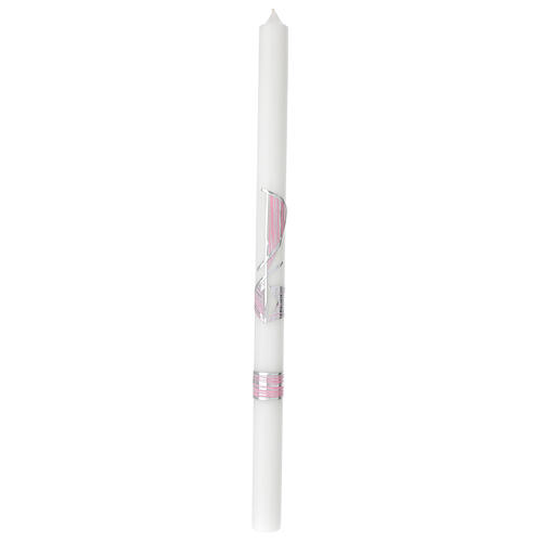 Candle for Confirmation, Chi-Rho and chalice, pink, 500x30 mm 1