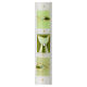 White candle with green chalice fish 500x30 mm s2