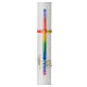 Kerze mit regenbogenfarbenem Kreuz und Musiknoten, 500x30 mm s2