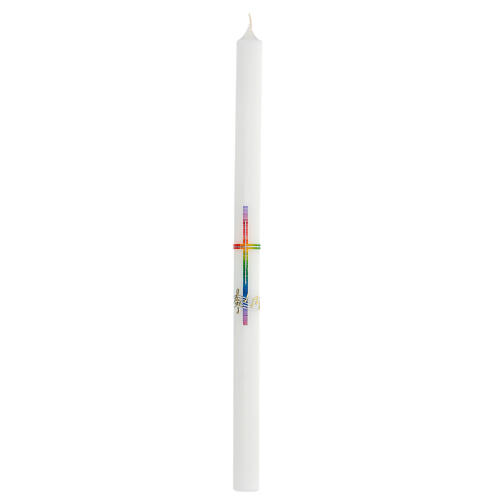 Wax candle with rainbow cross music 500x30 mm 1