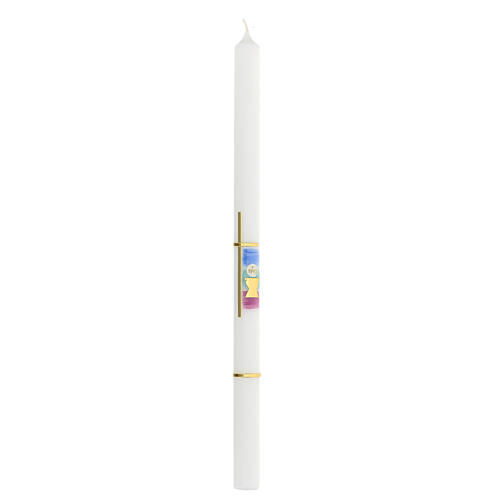Candle for Communion and Confirmation, golden cross and chalice, 500x30 mm 1