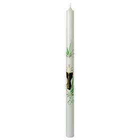 Kerze mit goldenem Kelch und grünen Blättern, 500x30 mm