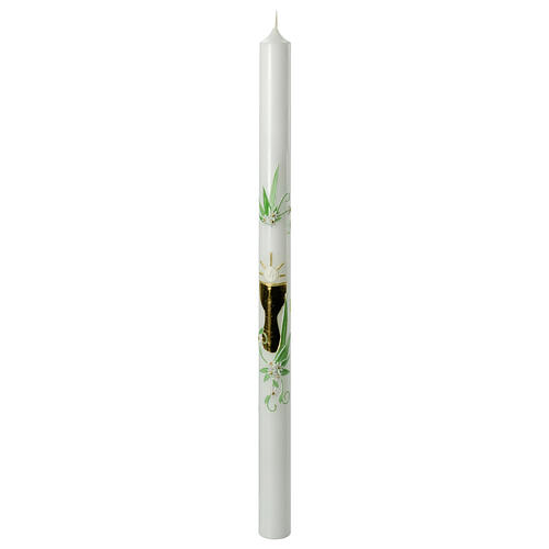Kerze mit goldenem Kelch und grünen Blättern, 500x30 mm 1