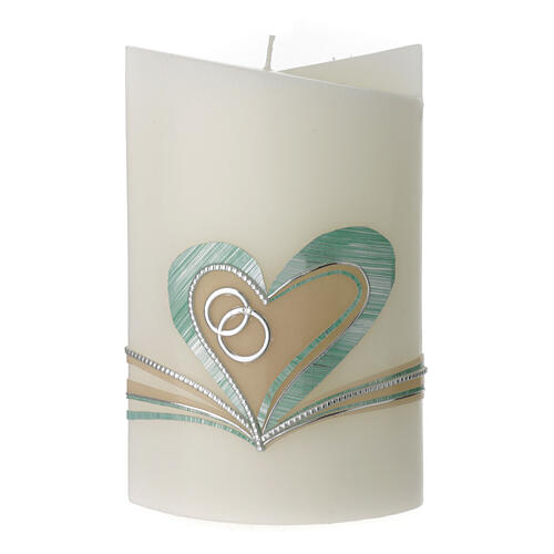 Candela ovale fedi cuore azzurro 180x125x75 mm 1
