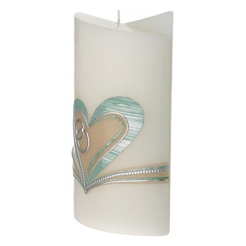 Candela ovale fedi cuore azzurro 180x125x75 mm 3