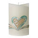 Candela ovale fedi cuore azzurro 180x125x75 mm s1