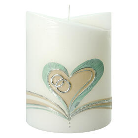 Oval candle blue heart rings 180x125x75 mm