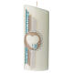 Oval candle with a light blue and beige heart 23x9 cm s1