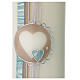 Oval candle with a light blue and beige heart 23x9 cm s2