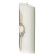 Oval candle with a light blue and beige heart 23x9 cm s3