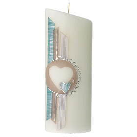 Unity candle oval light blue beige heart 230x90 mm