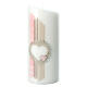 Hochzeitskerze mit Herz und rosafarbenen Details, 230x90 mm s1