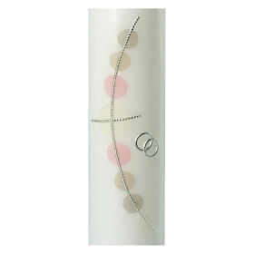 Beige pink candle with intertwined rings 26.5x6 cm