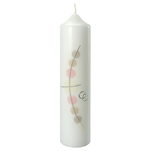Beige pink candle with intertwined rings 26.5x6 cm 1